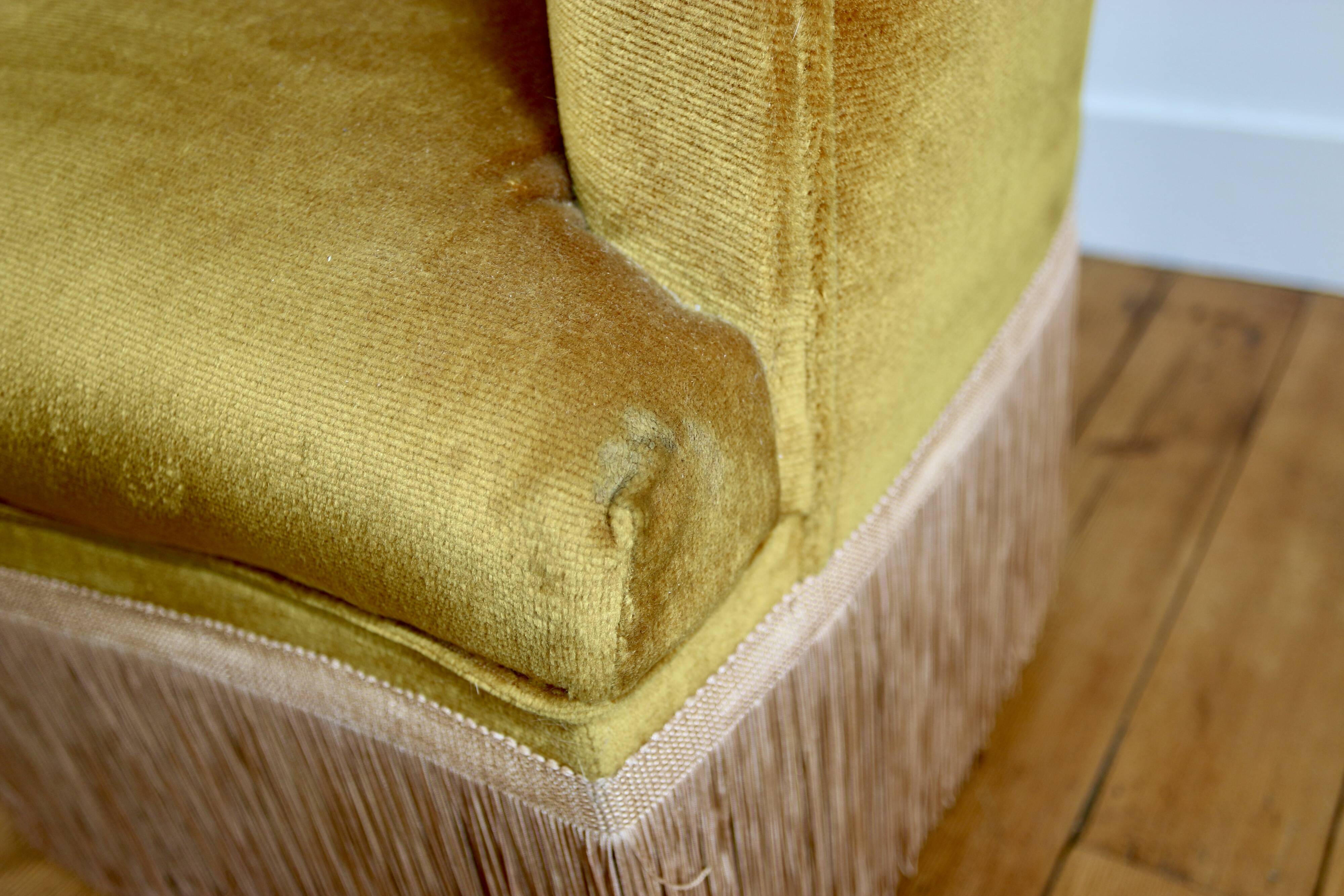 Pair of 1950 gold velvet toad chairs