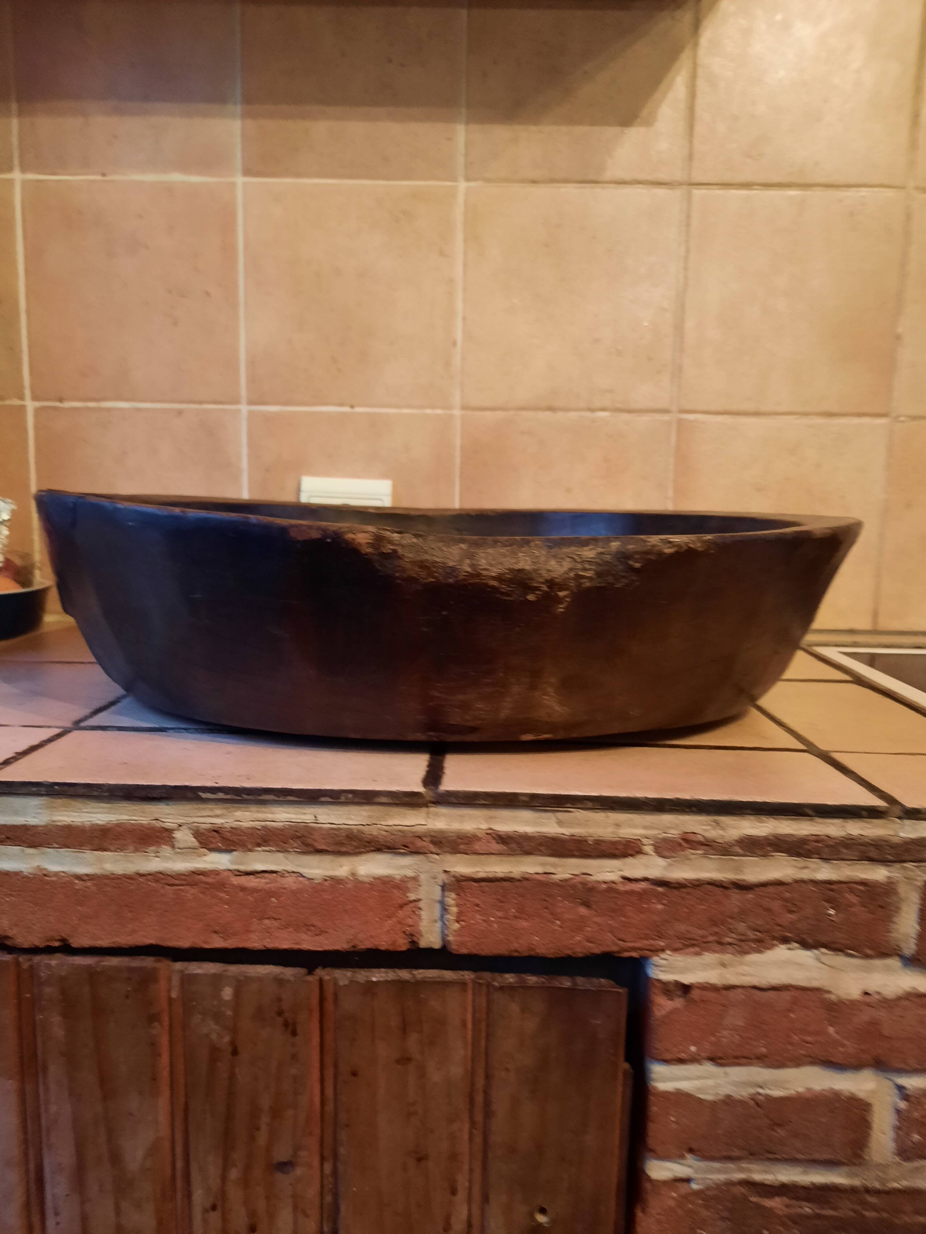 Large old wooden dish
