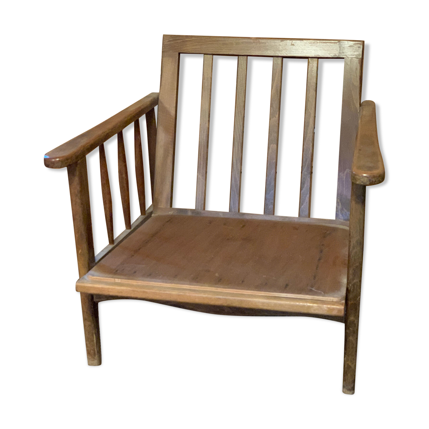 Scandinavian old wooden armchair