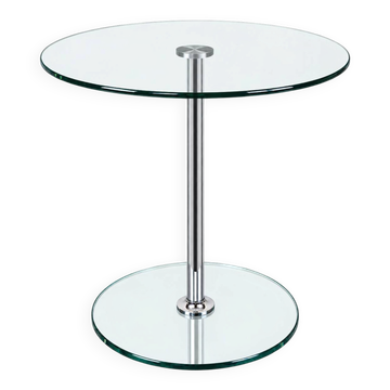 Table basse des années 1970-1980 en chrome et verre au design Space Age