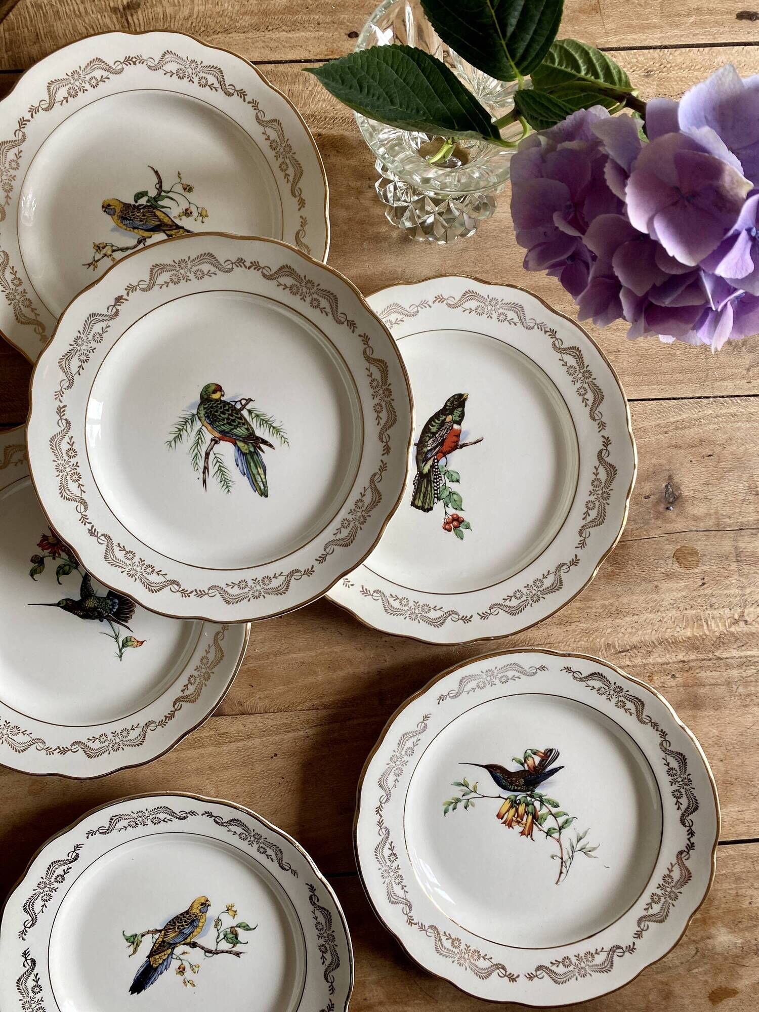 Set of 6 vintage flat plates, model Moineaux de Paris de Gien