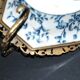 Blue Chinese floral porcelain coupe on a bronze base table centrepiece.