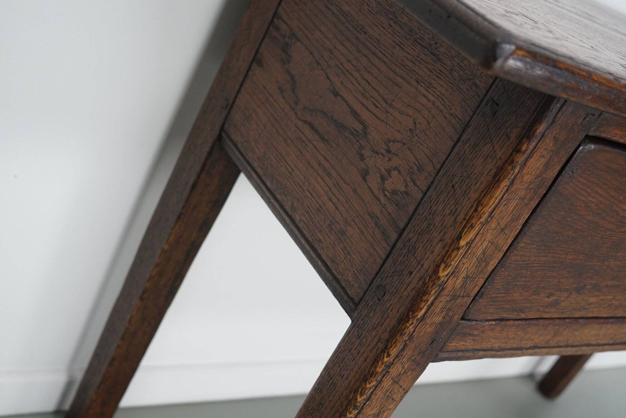 Vintage French rustic farmhouse oak side table, 1950s