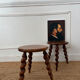 Pair of twisted wooden tripod stools