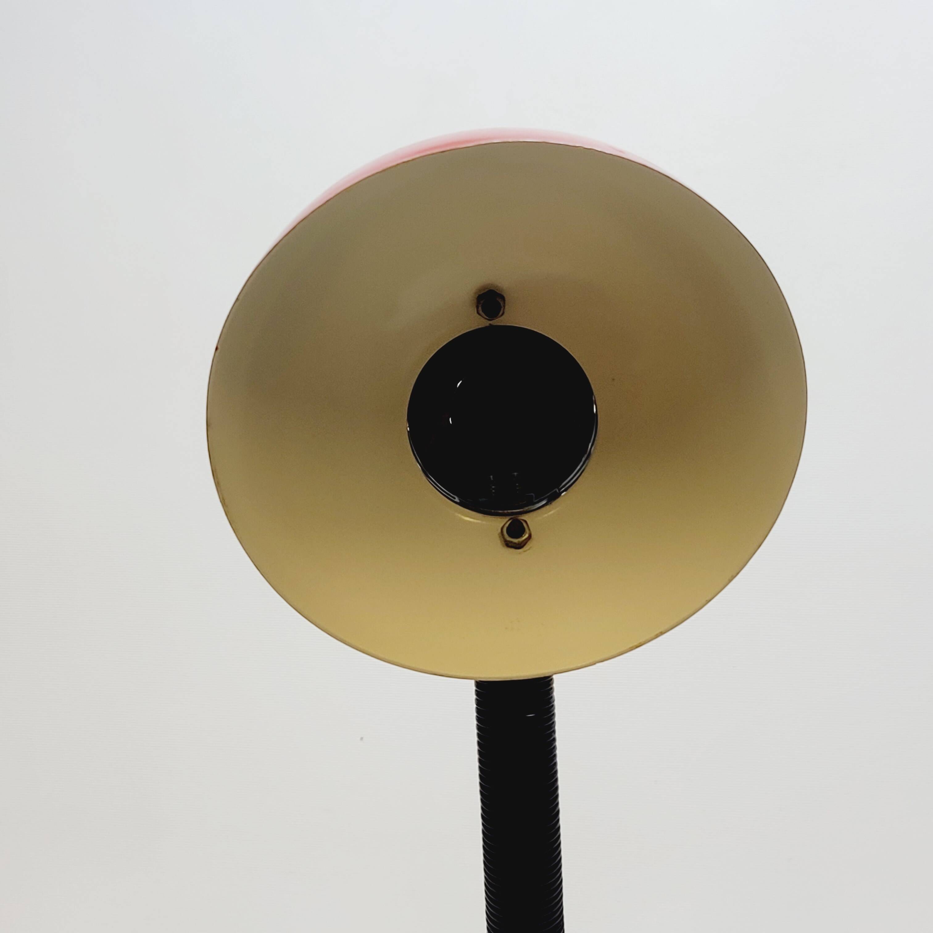 Table lamp desk aluminor metal red flexible arm black 80s vintage