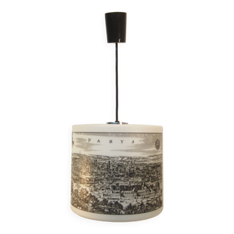 Vintage French 1960s modernist Arlus opaline pendant light, Paris Bordeaux