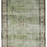 Grand tapis kilim vintage – vert menthe et crème 261 cm x 160 cm