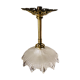 Art Deco pendant lamp brass rose window and diamond glass dome