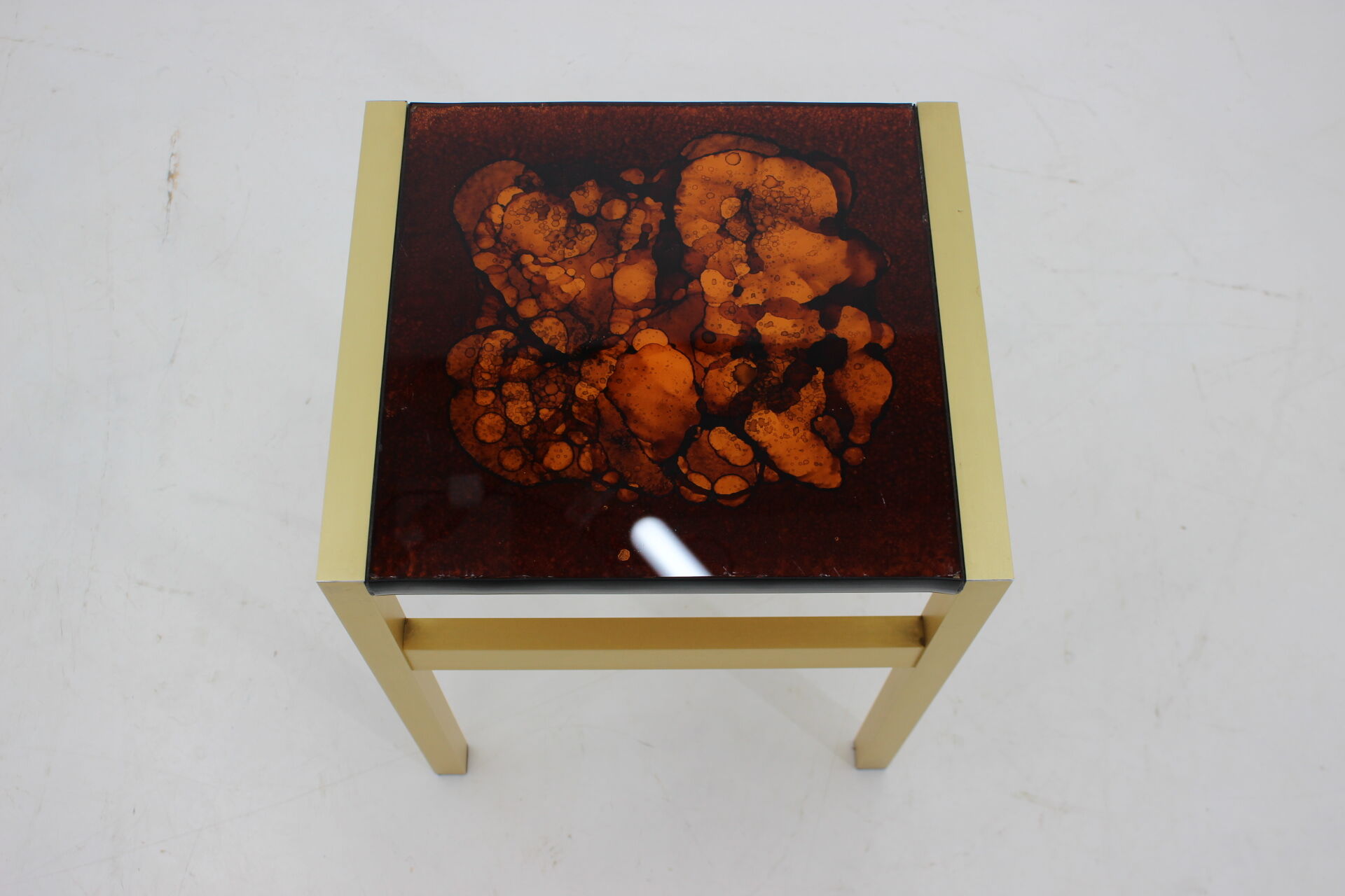 1960s italian brass and glass side table