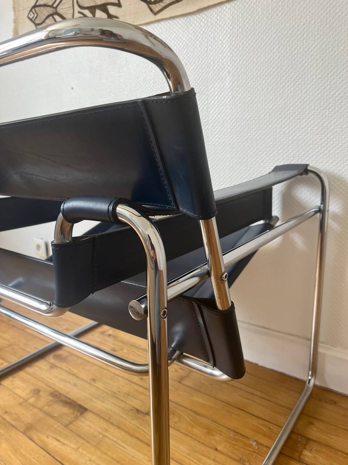 Wassily armchair by Marcel Breuer, midnight blue, Italian edition