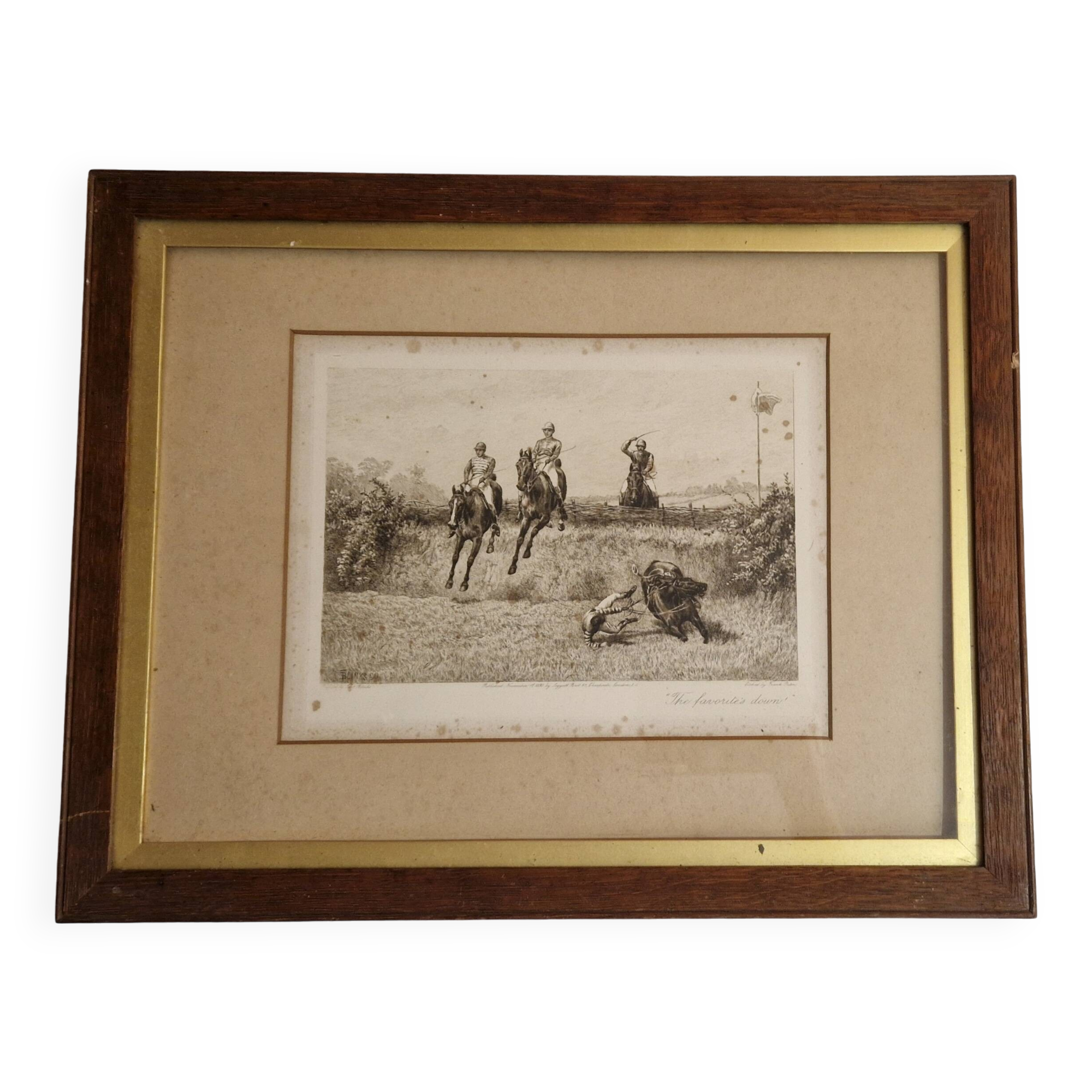 1890 Engraving Frank Paton, The Favorite's Bottom, Horse Racing
