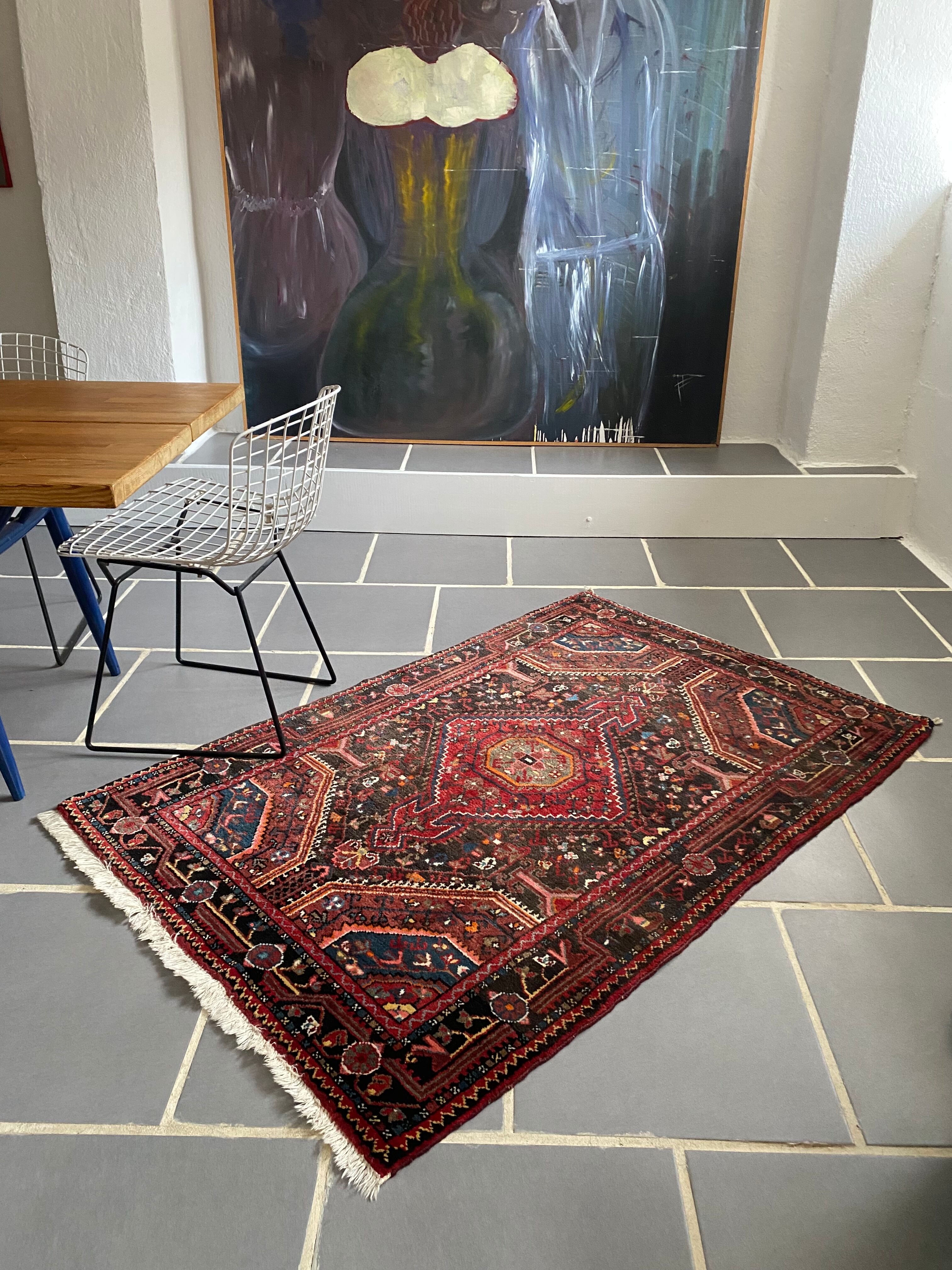 Oriental carpet old handmade wool, 157x105 cm