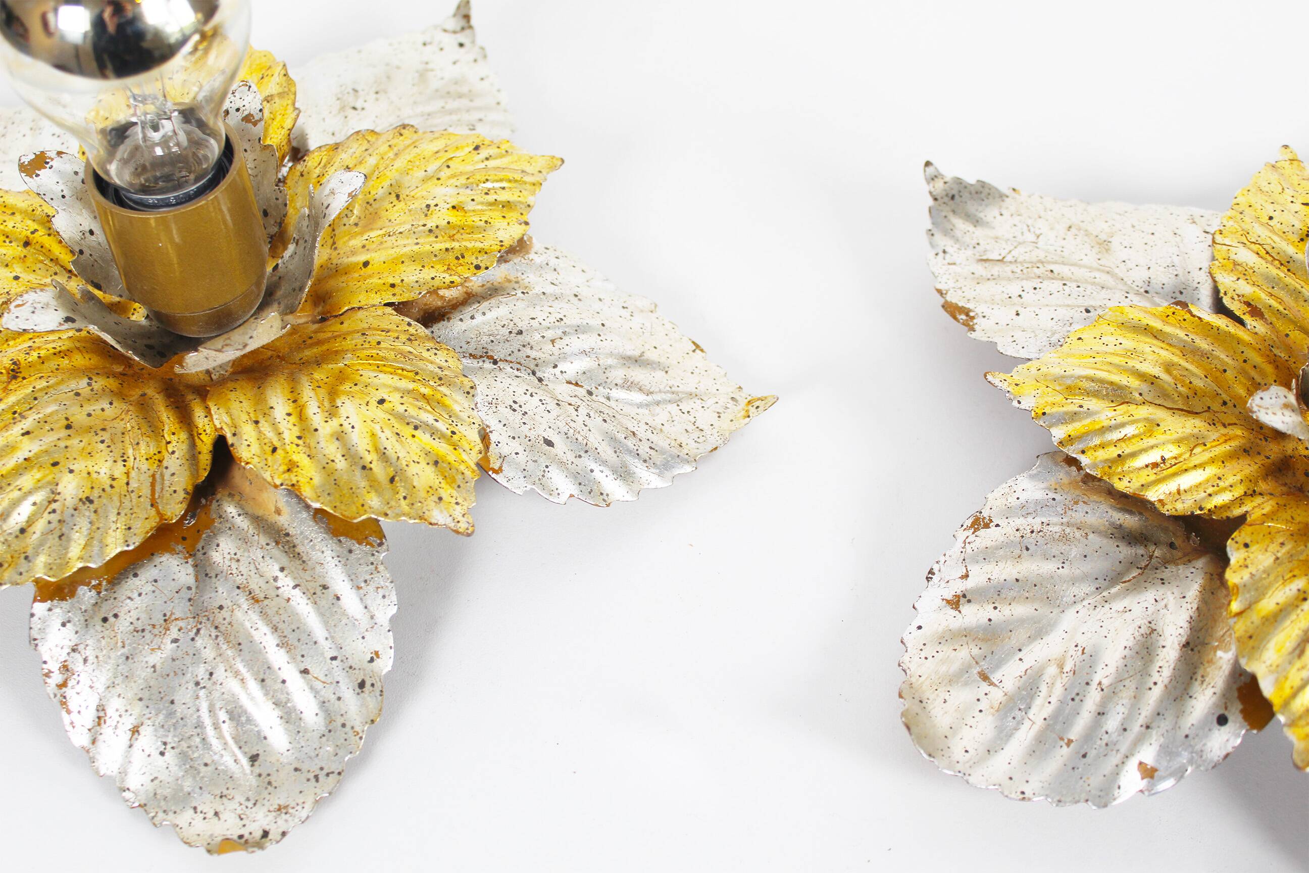 Set of two medium size painted Italian Florentine wall lights