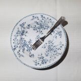 Set of 6 flat plates from the Gien earthenware factory, Fleurette model, iron earth
