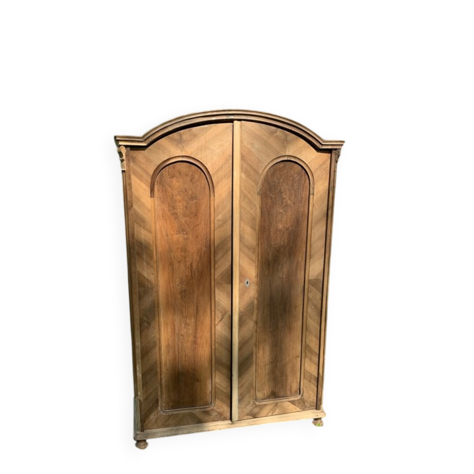 Vintage Hungarian wooden wardrobe in brown with two doors, late 19th century.