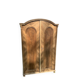 Vintage Hungarian wooden wardrobe in brown with two doors, late 19th century.