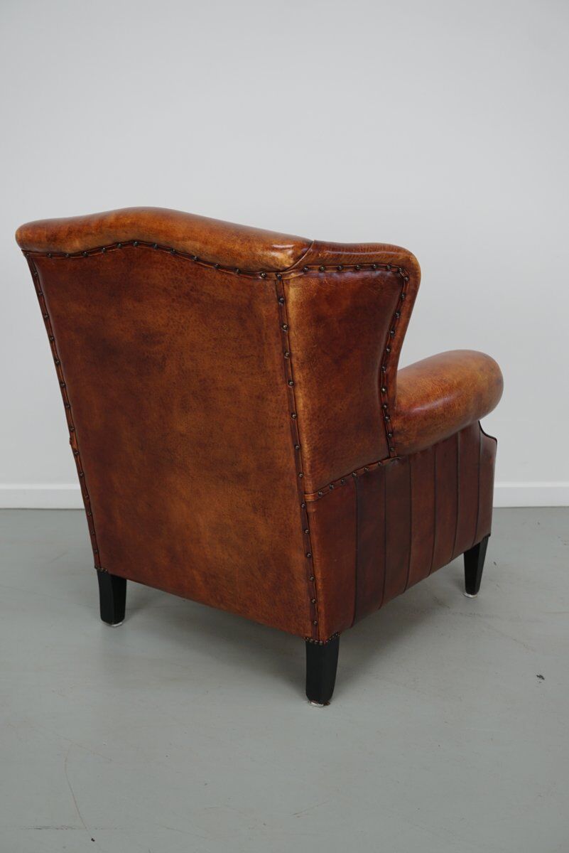 Vintage Dutch club chair in cognac leather, 1970s