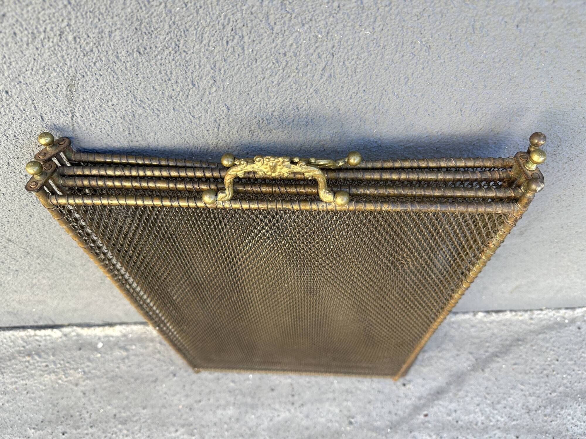 Antique fireplace screen from the 19th century, Napoleon III spark guard.