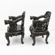 Pair of Chinese Qing Dynasty Carved Dragon Armchairs,Ebonized Hardwood,19th