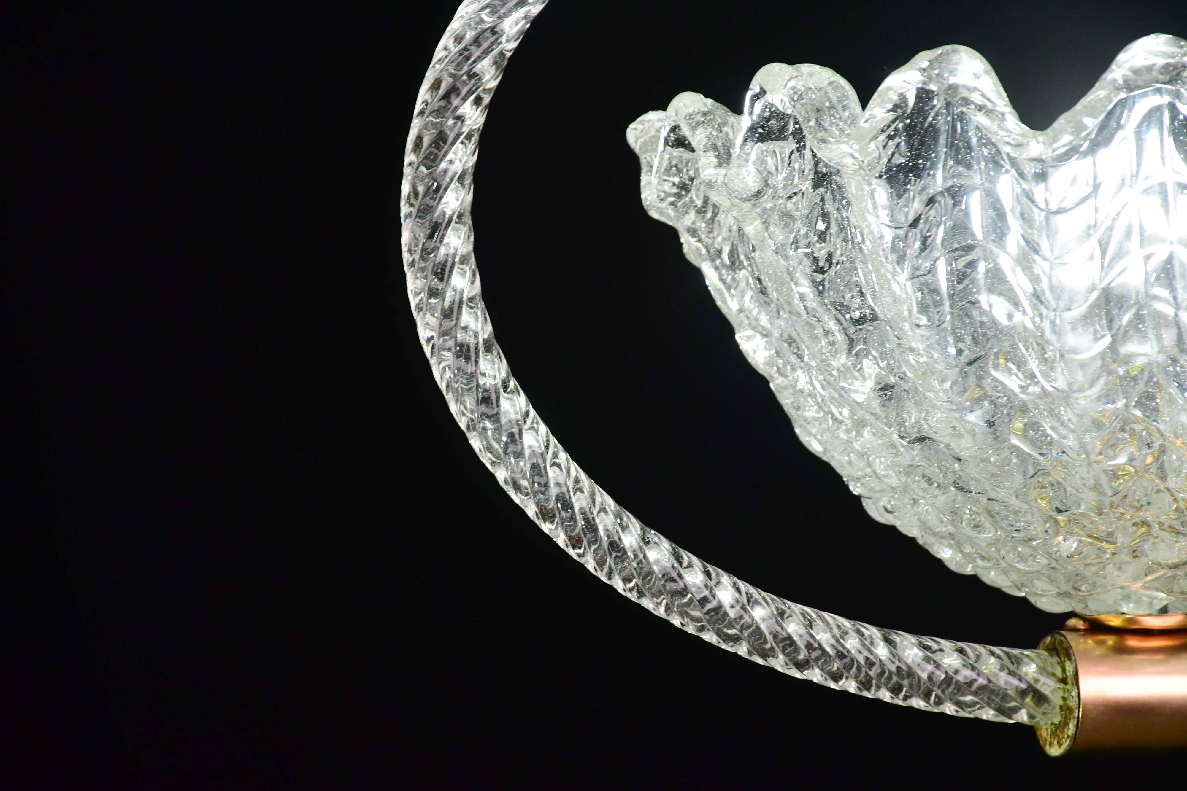 Charming Art Deco Barovier & Toso pendant light chandelier Murano glass, 1950s