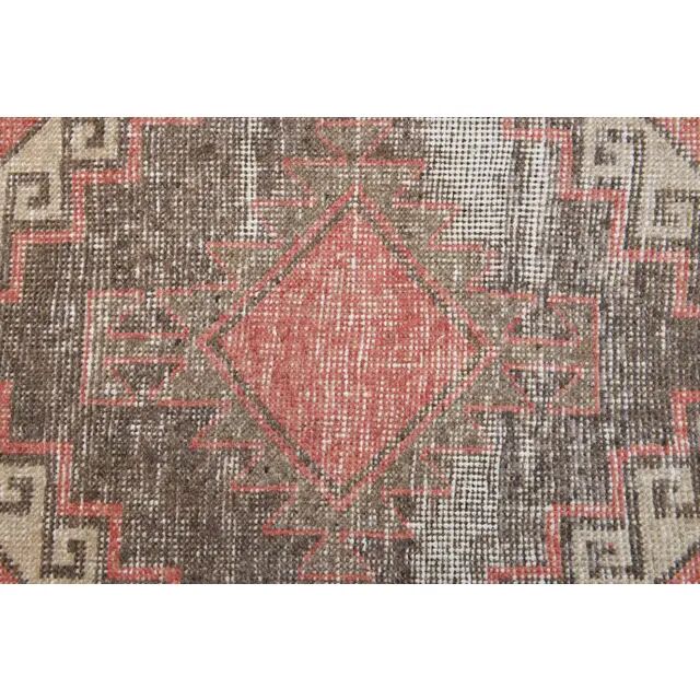 Vintage Turkish hand-knotted wool cotton red runner rug 85x386