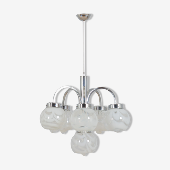 Italian Murano two color glass shades chandelier