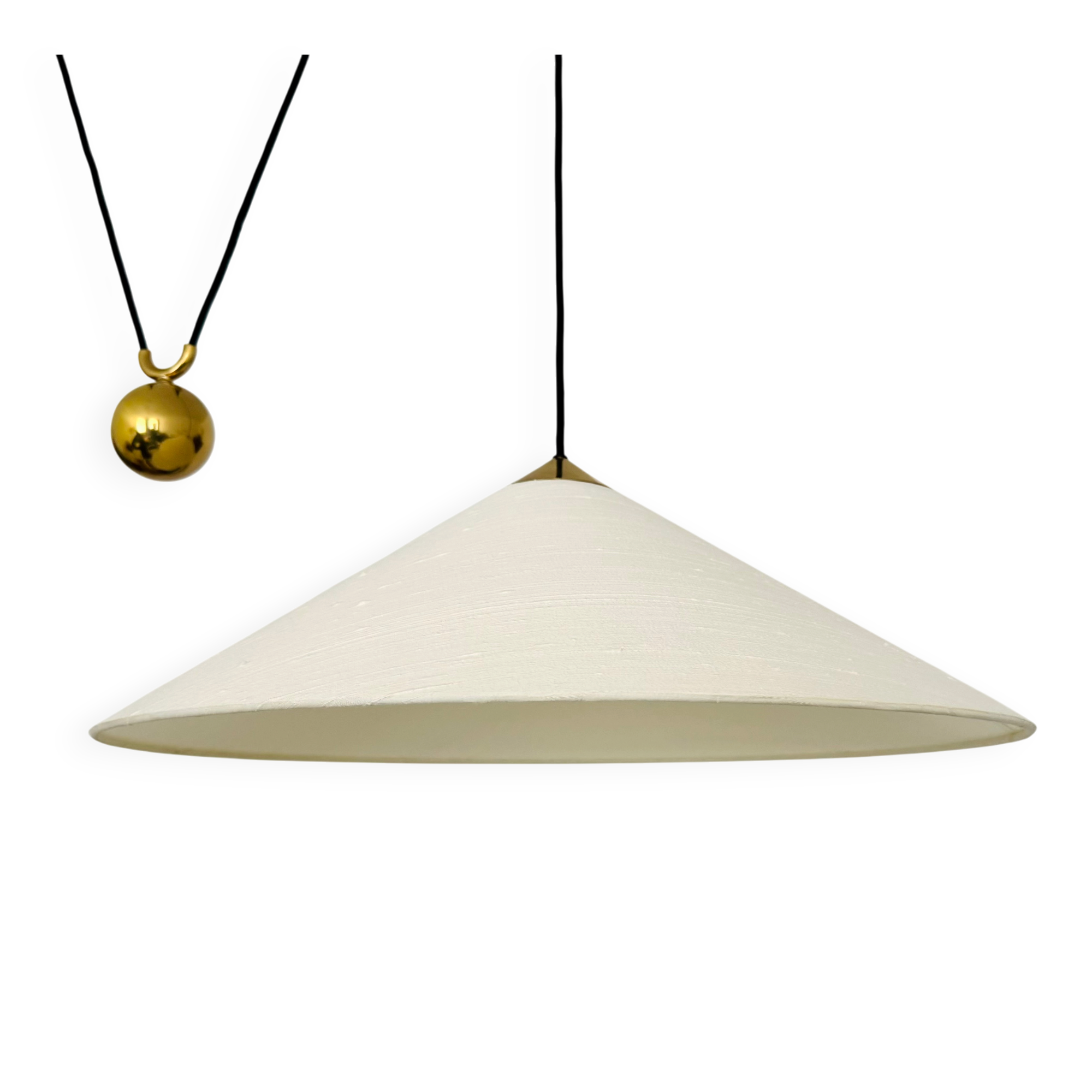 Large Adjustable Brass Pendant Lamp with Counterweight by Florian Schulz