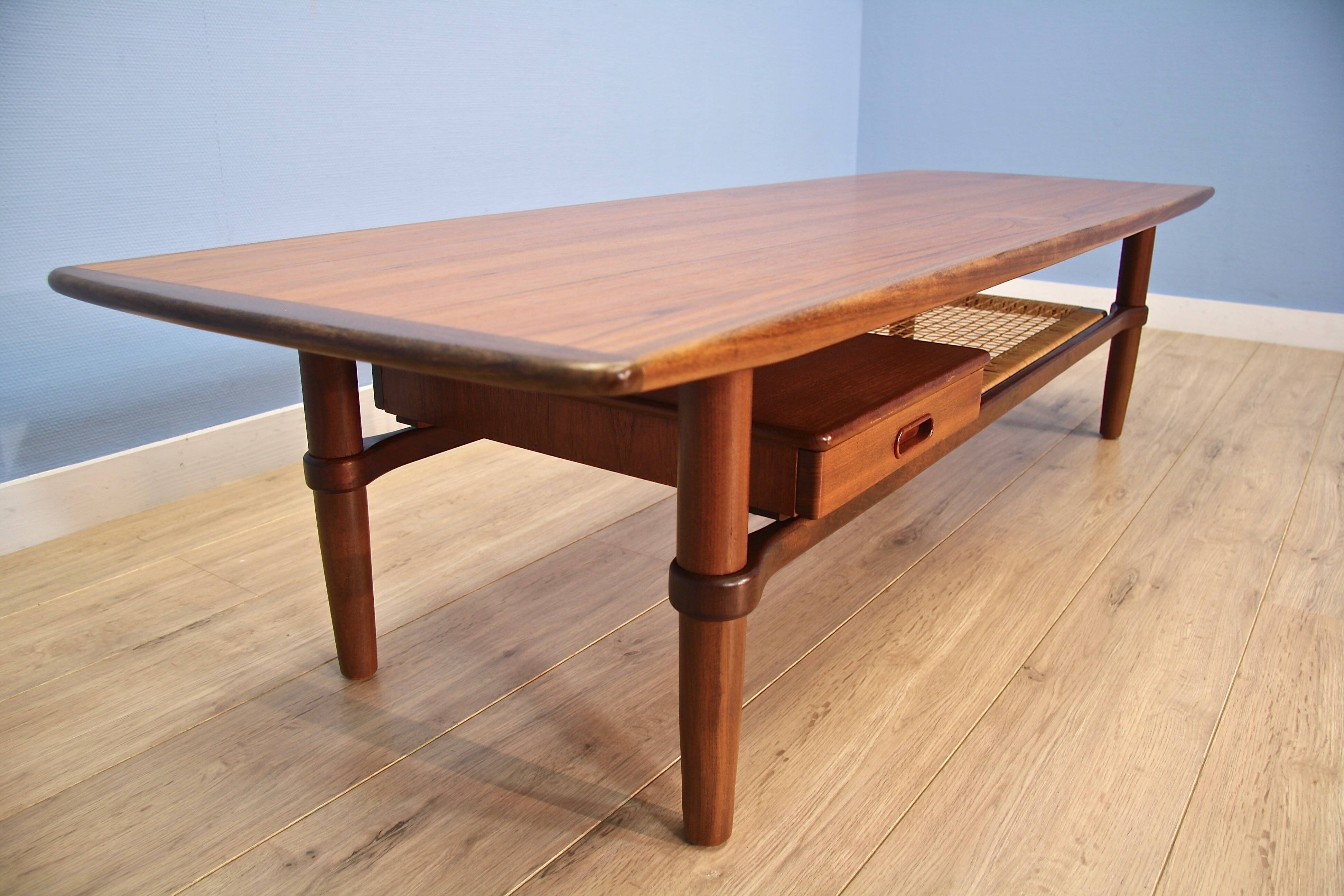 Danish coffee table with drawer in teak, 1960s