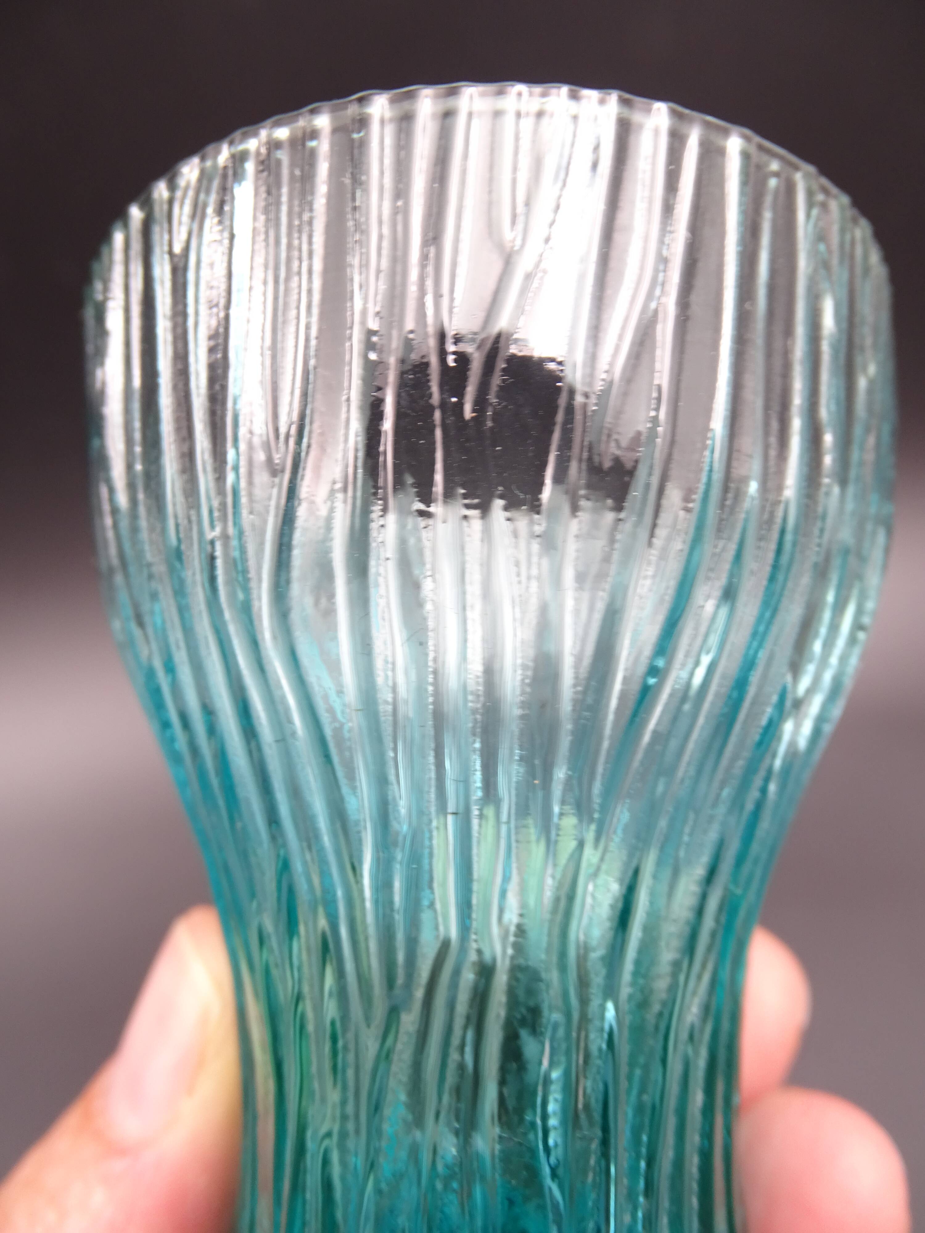 Set of 6 turquoise glass water glasses around 1975