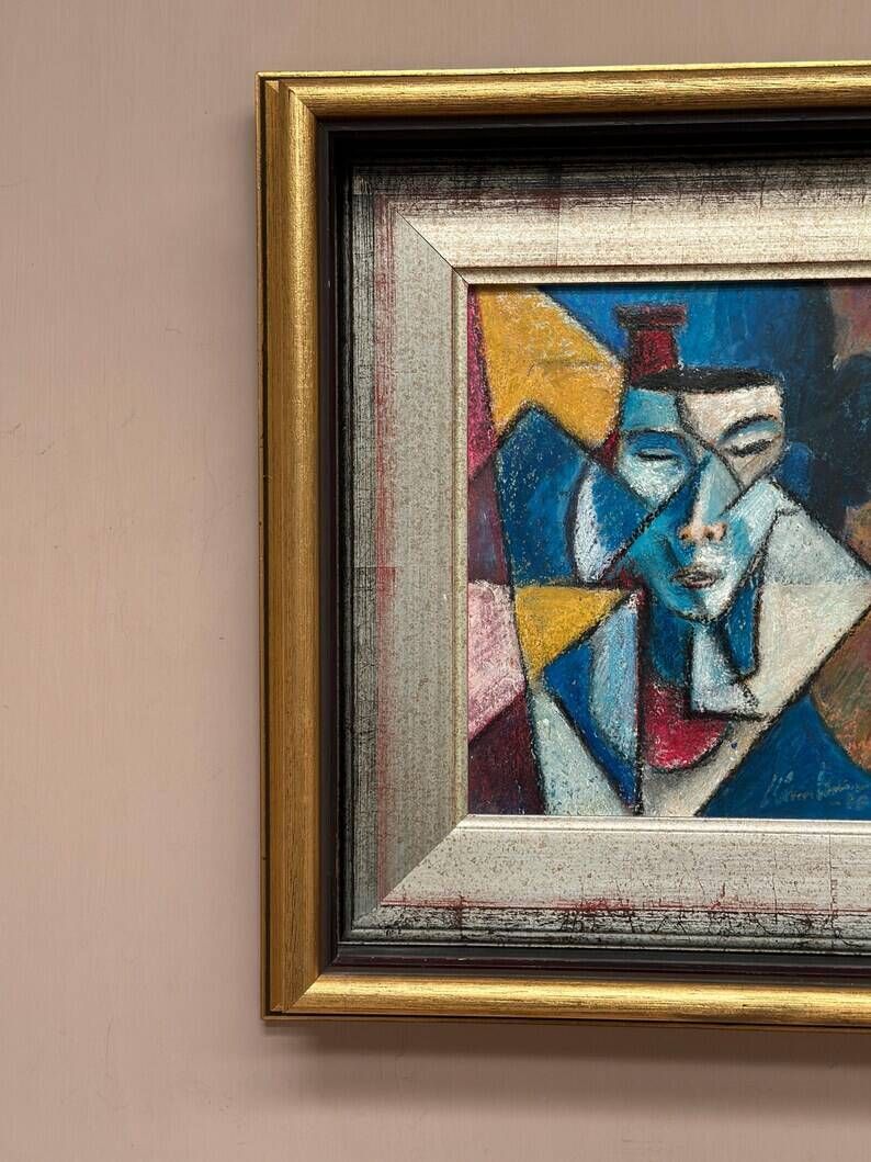 Original Finnish Oil on Panel – “Face” by Christian Immonen – Signed – Dated 1990 – Vintage & Framed