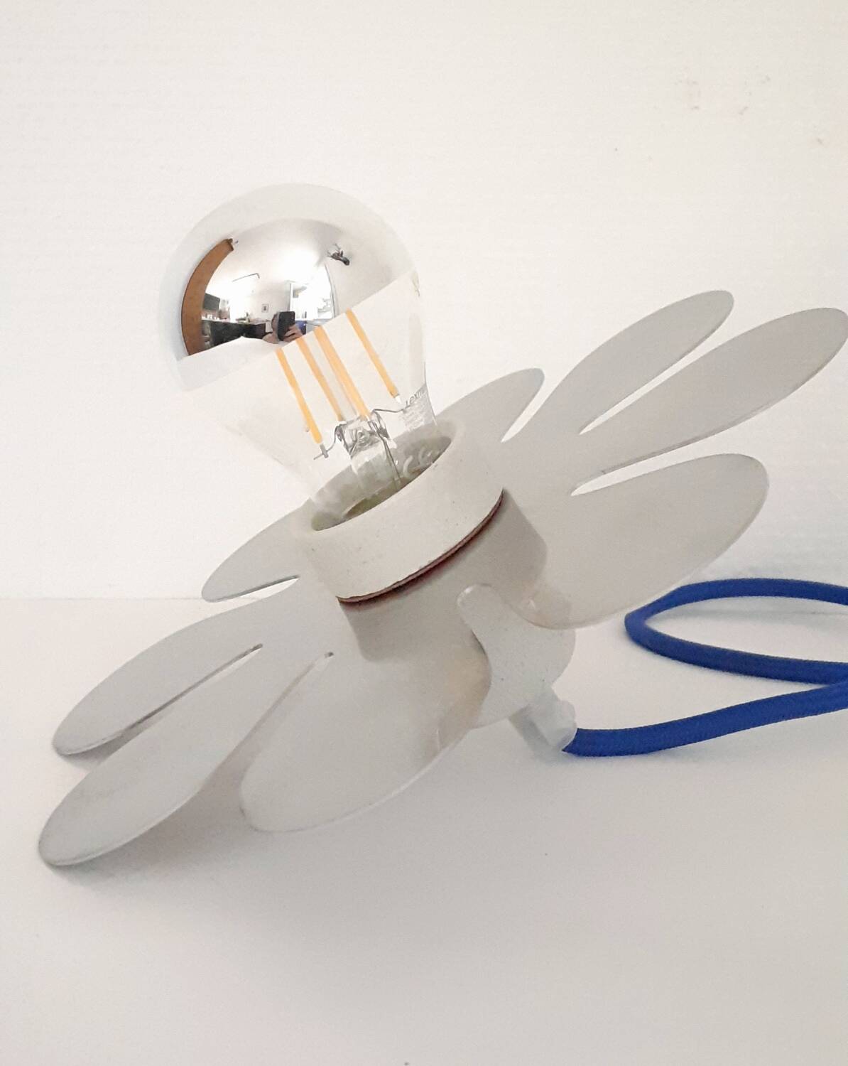 Brushed stainless steel portable lamp