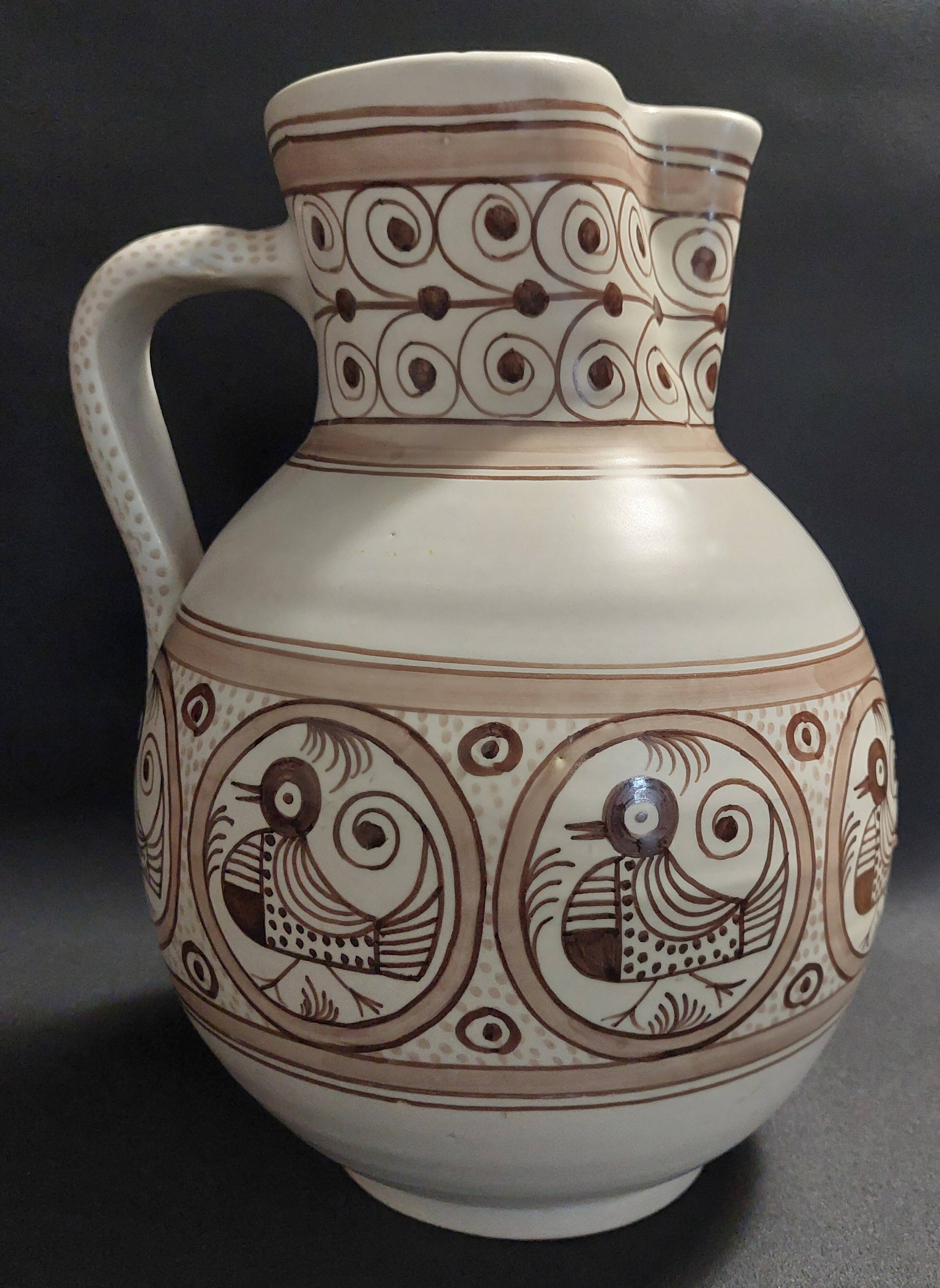 Vintage Talavera ceramic pitcher vase jug 20th century