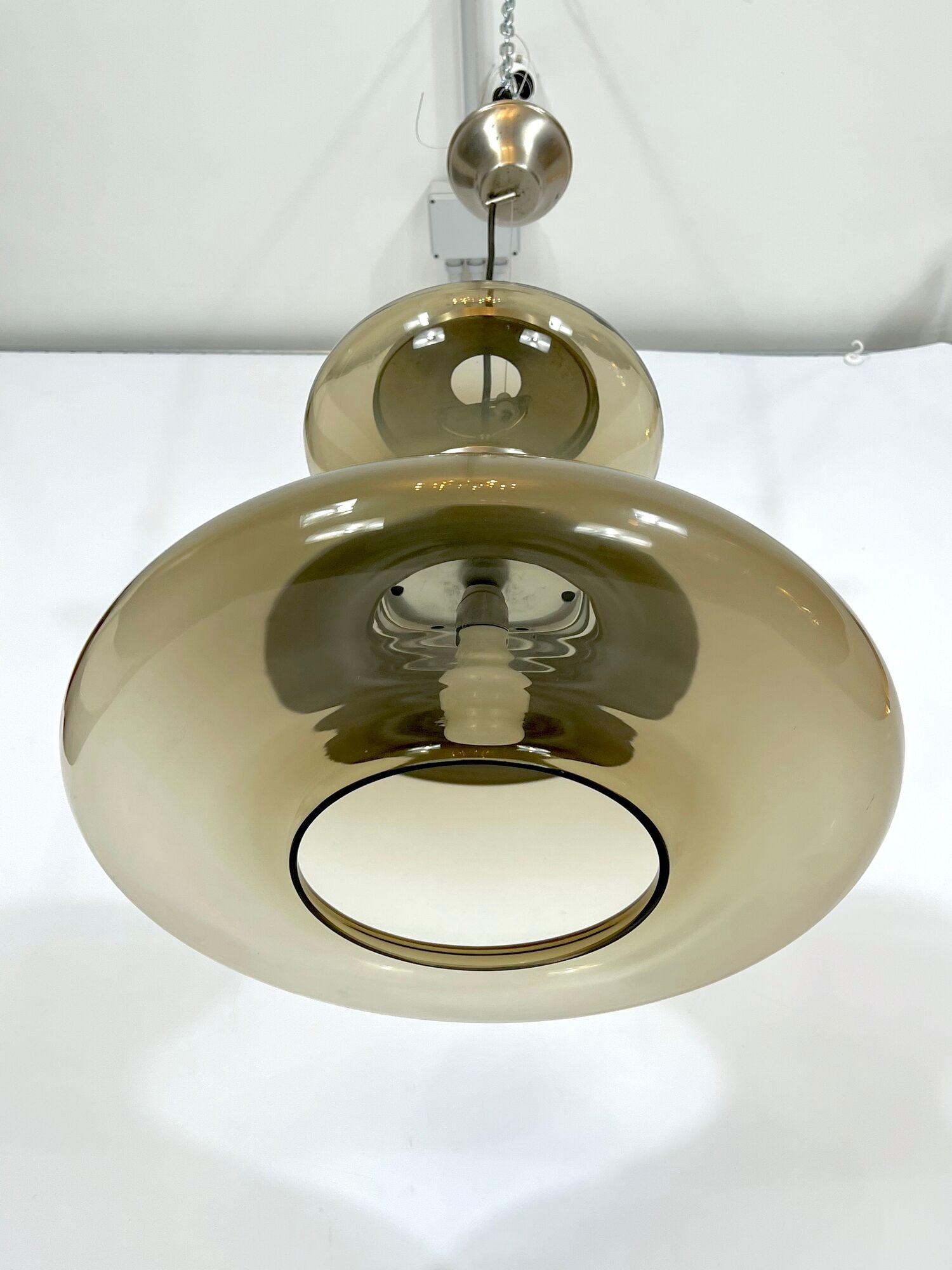 Stilux Milano, large metal and murano glass chandelier from 60s