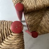 3 nesting stools in red wood e size, Italy 1970
