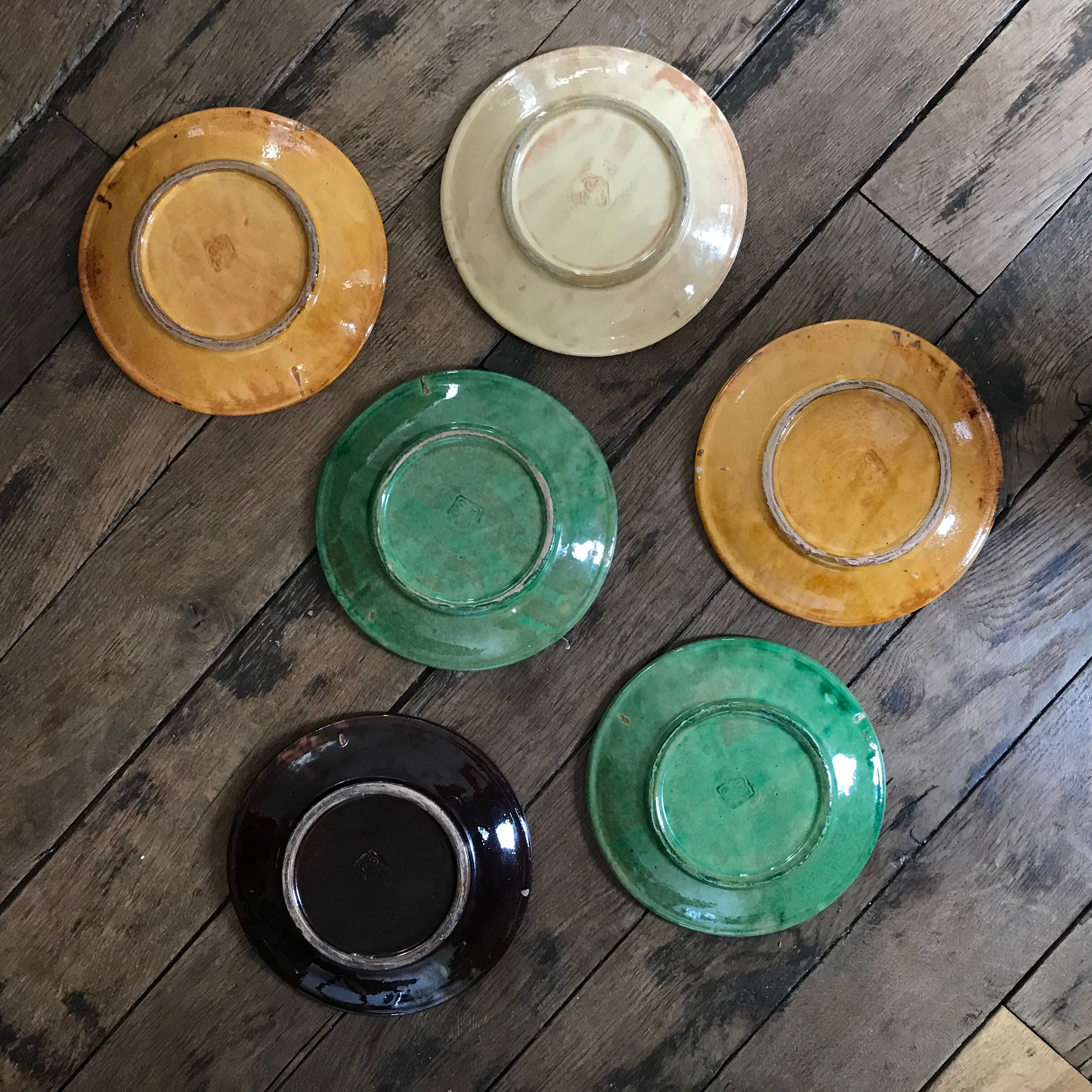 Set of 6 plates in glazed earth Biot