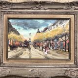 Tableau Gouache «Boulevard des Italiens» Paris Par Fred Bertrand (1915) + C