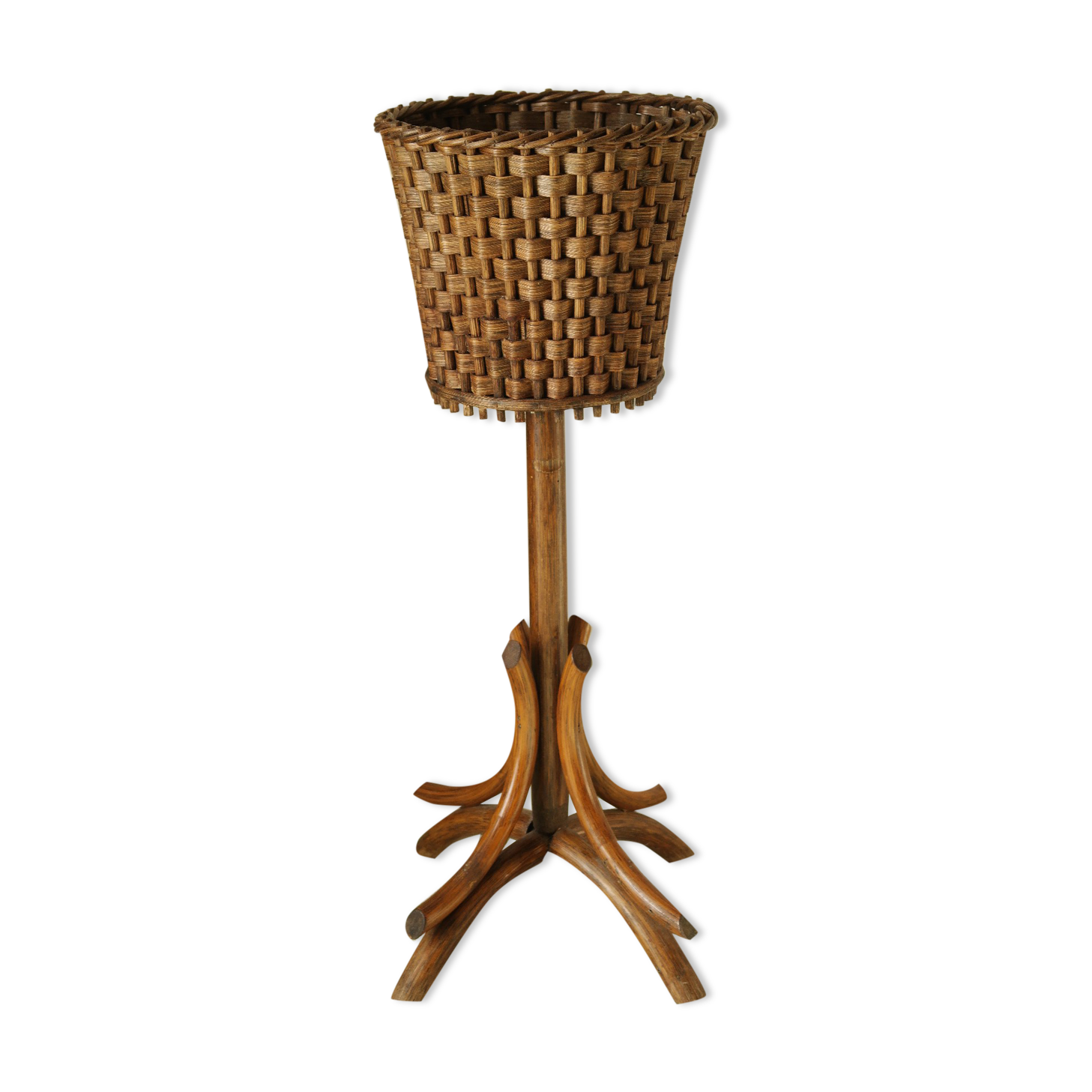 Sole-on-foot door in vintage braided reeded curved wood