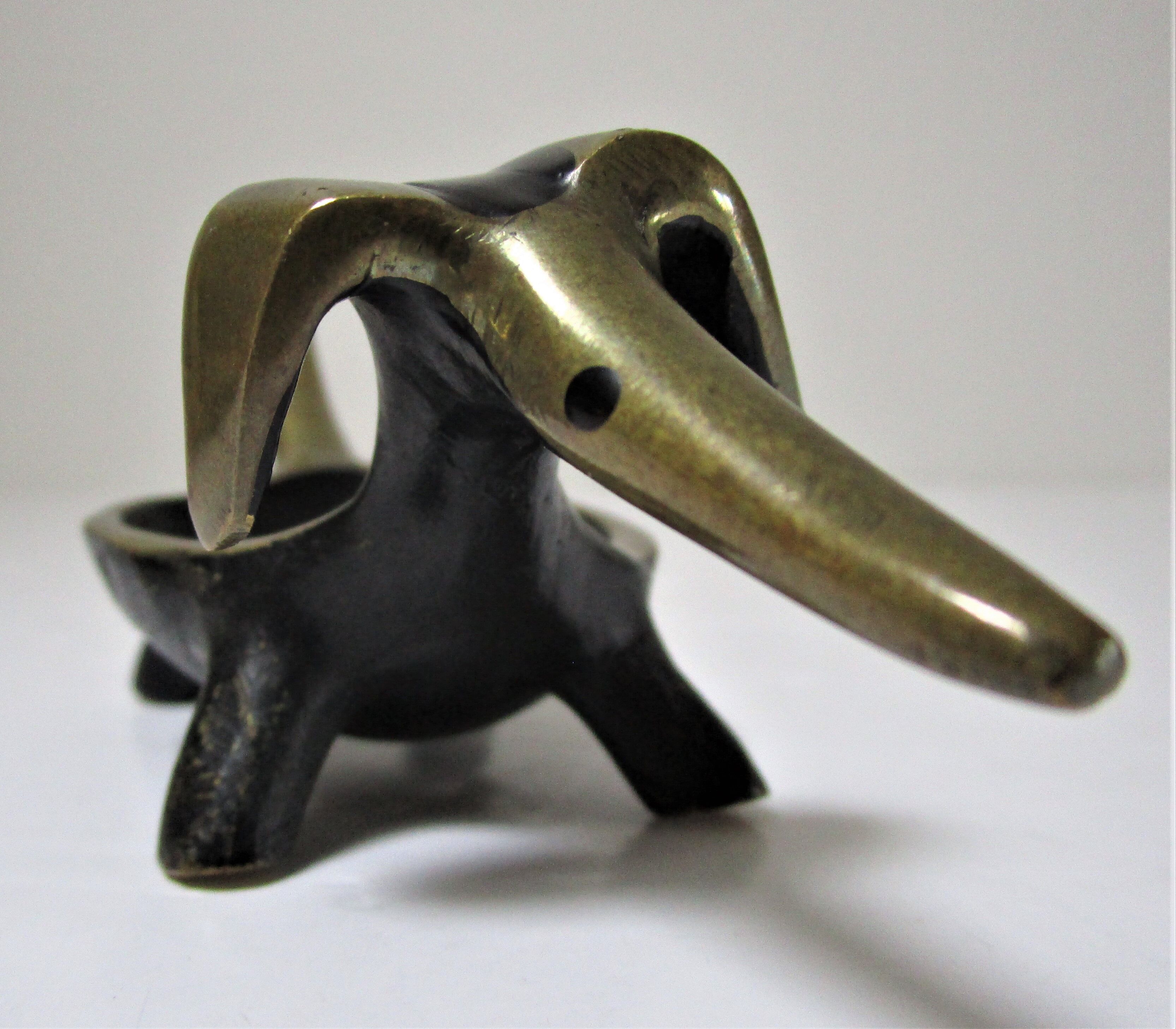 Zoomorphic bronze dachshund ashtray 50s
