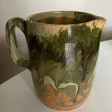 Glazed clay pitcher vase mixed earth 1970