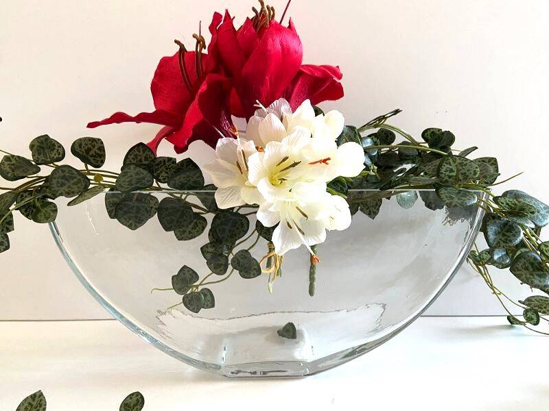 Vase Container Tealight Holder Thick Glass Hammered Half Moon Design