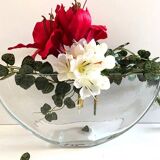 Vase Container Tealight Holder Thick Glass Hammered Half Moon Design