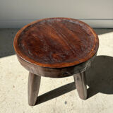 Brown solid wood stool hollow circular seat h:35cm d:30cm