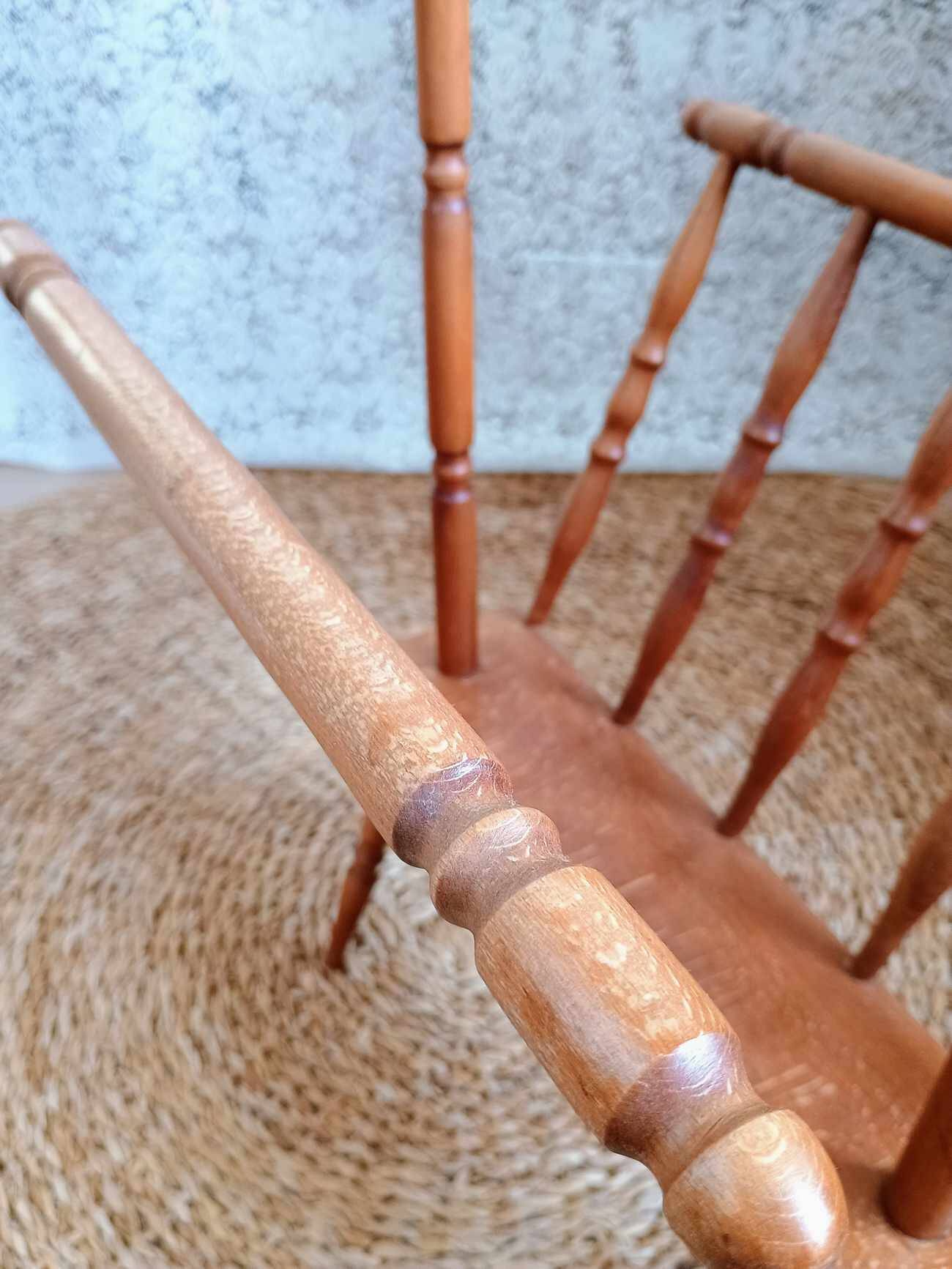 Turned wood magazine rack from the 1950s