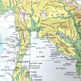 Vintage map Indochina Asia Thailand 43x43cm from 1950