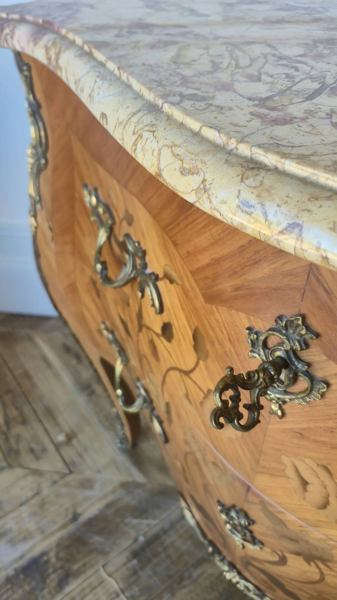 Two-drawer sautéuse in Louis XV style, stamped Skalski.
