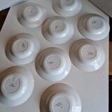 Set of 9 deep plates, earthenware from Creil Montereau, Colette model.