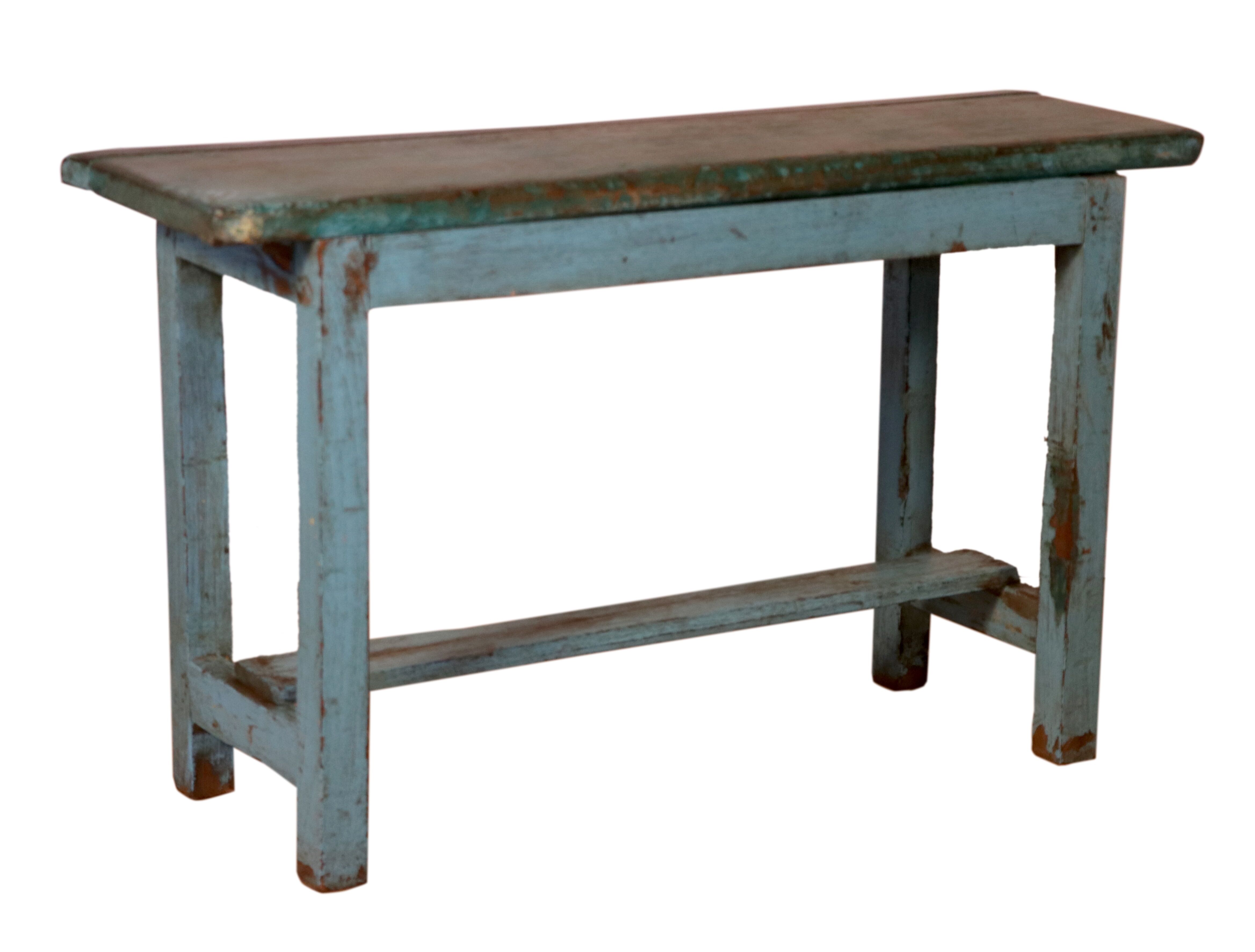 Former Burmese teak bench original blue patina