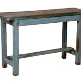 Former Burmese teak bench original blue patina