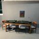 Oak farmhouse table, black top