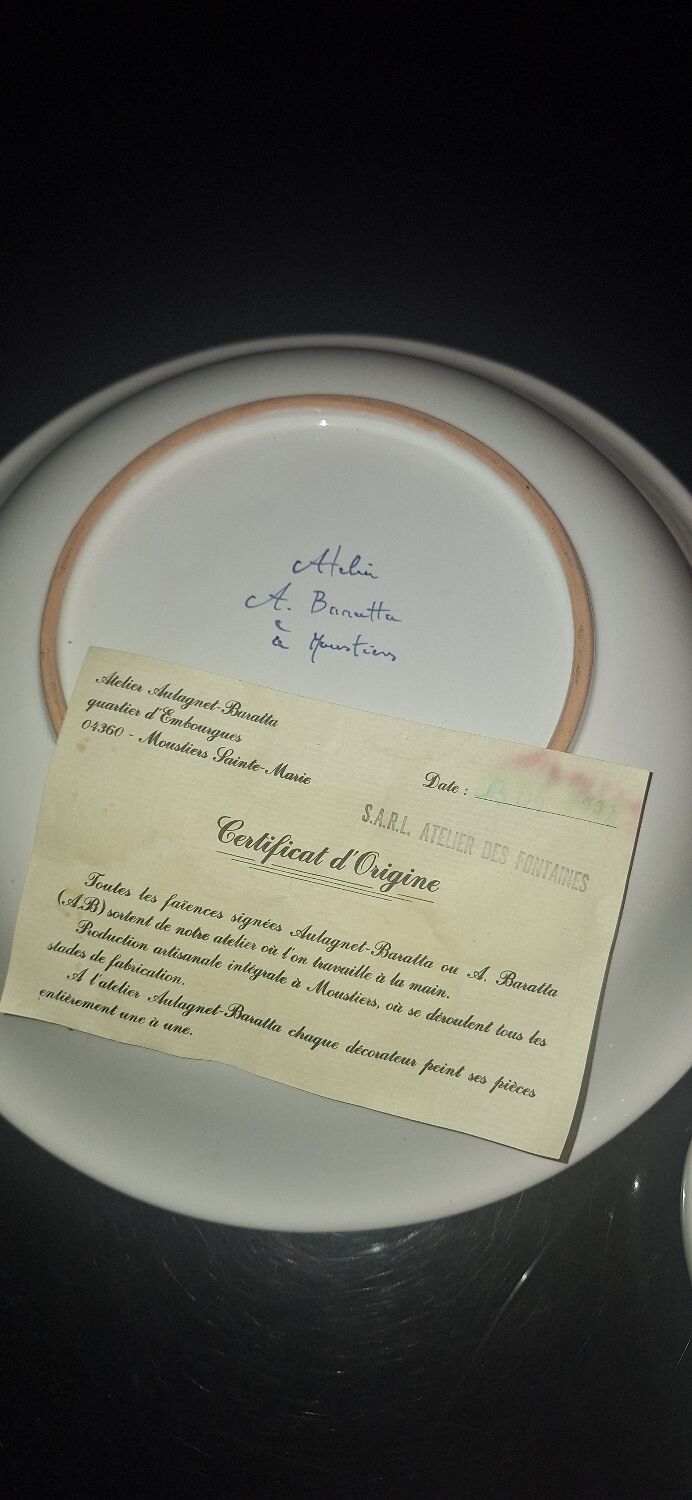 Vase Moustiers workshop A.Baratta (A.B)